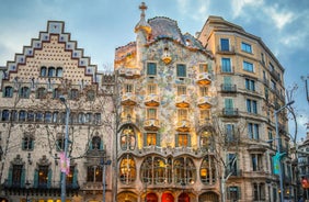 Scenic aerial view of the Agbar Tower in Barcelona in Spain.