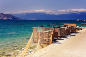 Photo of panoramic aerial view of Baska town, Krk, Croatia.