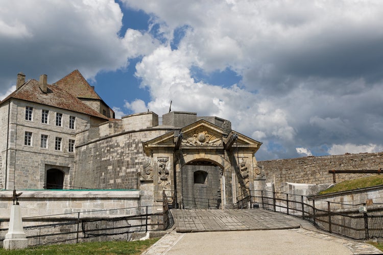 photo of view off The Fort de Joux. The castle commands the mountain pass Cluse de Pontarlier, France.