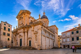 The aerial view of Dubrovnik, a city in southern Croatia fronting the Adriatic Sea, Europe.