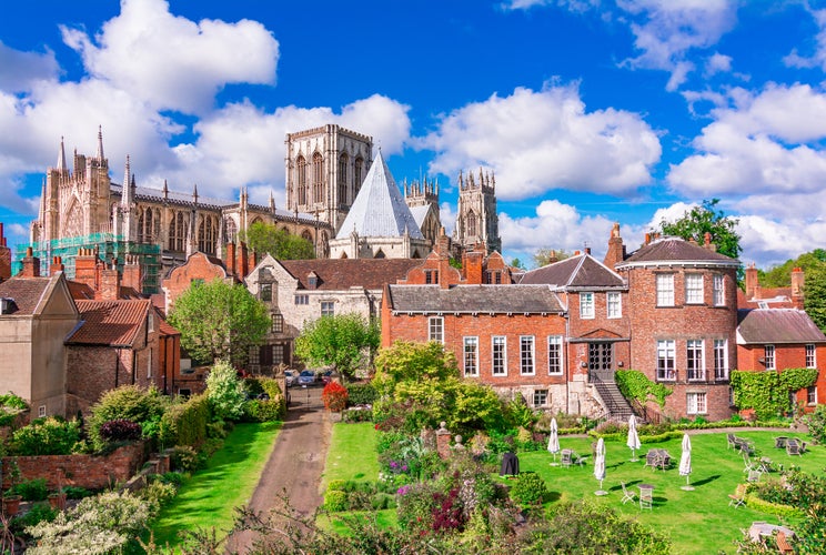 Photo of  cathedral of York, England, one of the largest of its kind in Northern Europe seen from the city walls, York, England, United Kingdom.