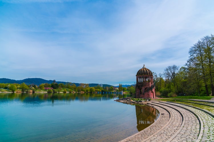 photo of Seepark grounds in Freiburg in summer in Germany.