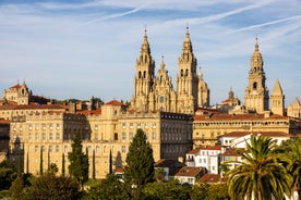 Photo of aerial panoramic view of Lugo galician city with buildings and landscape, Spain.