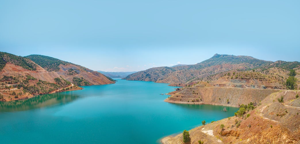 Photo of panoramic view of Bağbaşı Dam and lake on a sunny day ,Konya.