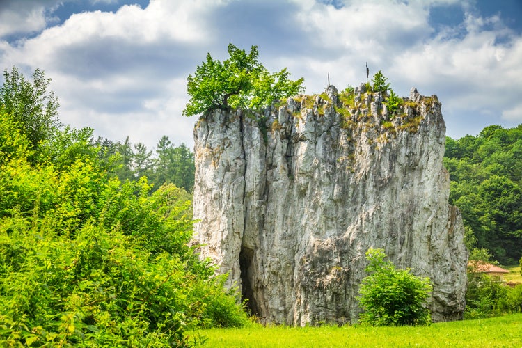 Rock formation Hrebenac near Sloupsko-sosuvska cave in the Moravian Karst cave system, Czech Republic, Europe..jpg