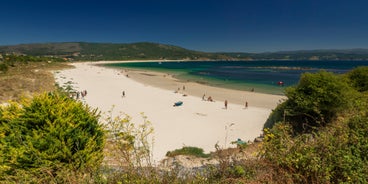 photo of aerial view of a harbor Fisterra is on Cape Finisterre in Galicia, Spain.