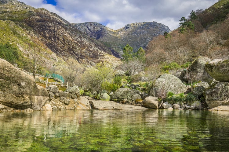 Natural swimming pools with rocks in the touristic place of Loriga, Serra da Estrela - Portugal. River pools at Loriga, Serra da Estrela - Portugal	