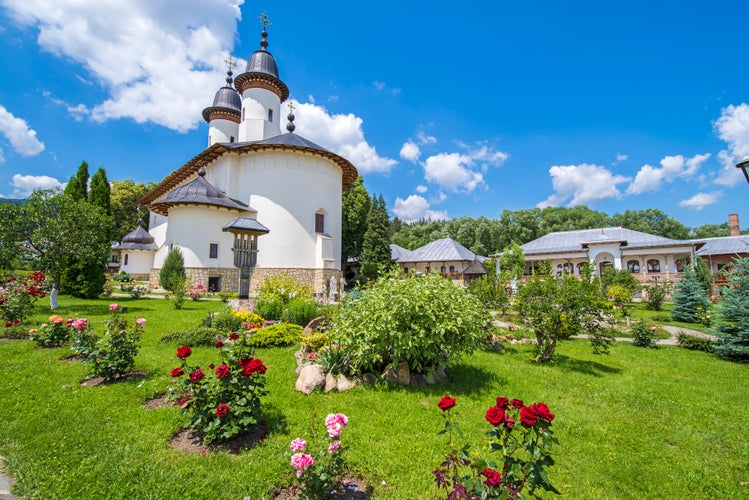 Photo of the beautiful church of the Pangarati Monastery, Neamt county, Romania.