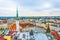 Photo of aerial view of the upper square and the town hall of the czech city Olomouc.