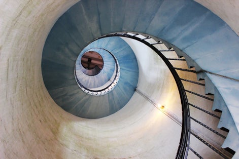 Photo of stairs inside the Lyngvig lighthouse in Hvide Sande, Denmark.