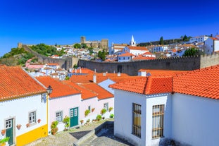 Photo of Lisbon City Skyline with Sao Jorge Castle and the Tagus River, Portugal.