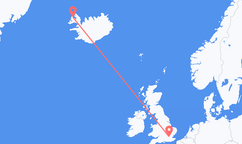Flights from London to Ísafjörður