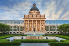 Photo of aerial view of the new town hall and the Johannapark at Leipzig, Germany.