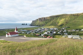 Photo of aerial view of Stykkishólmur village in northwestern Iceland.