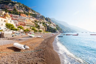 Photo of aerial view of beautiful landscape with Positano town at famous Amalfi coast, Italy.