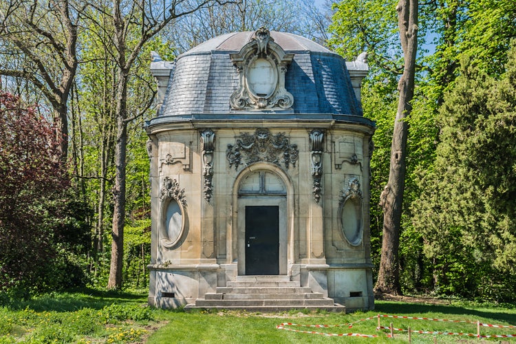 photo of view of Honor entrance and guards building of the park Noisiel., France.