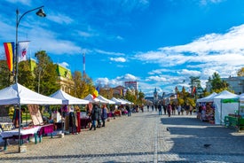 Photo of the Small Square piata mica, the second fortified square in the medieval Upper town of Sibiu city, Romania.