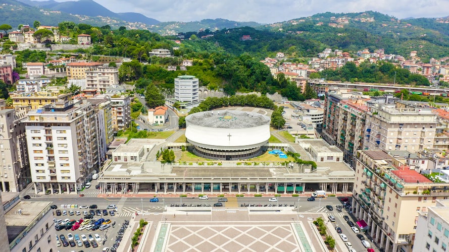 La Spezia, Italy. Cathedral of Christ the King. City view, Aerial View