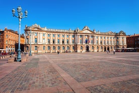 Photo of Toulouse and Garonne river aerial panoramic view, France.