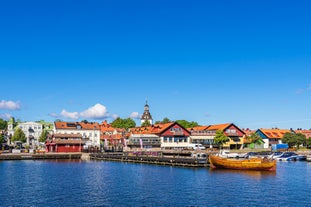 Photo of aerial view to Borgholm city in the Kalmar County, Sweden.