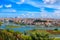 photo of panoramic view of Istanbul from Pierre Loti Hill (Tepesi)at beautiful daytime cityscape with Golden Horn Bay and buildings and blue sky with clouds in Turkey.