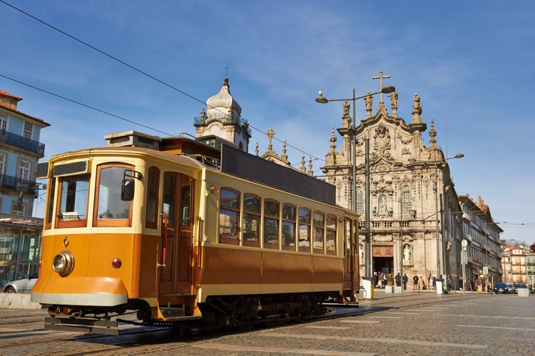 Photo of historical street tram in Porto, Portugal.