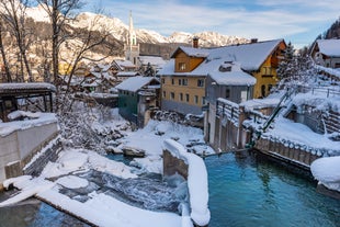 Photo of panoramic aerial view of Schladming, Austria.