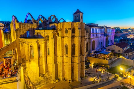 Photo of Sunset view of Convento do Carmo in Lisbon, Portugal.