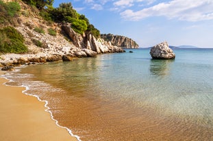 Photo of aerial view of Tolo and its bay, Greece.