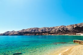 Photo of panoramic aerial view of Baska town, Krk, Croatia.