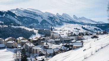 Photo of The Alp Laui near Wildhaus-Alt St. Johann with view of the Saentis and the Wildhuser Schafberg, Toggenburg, Canton of St. Gallen, Switzerland.