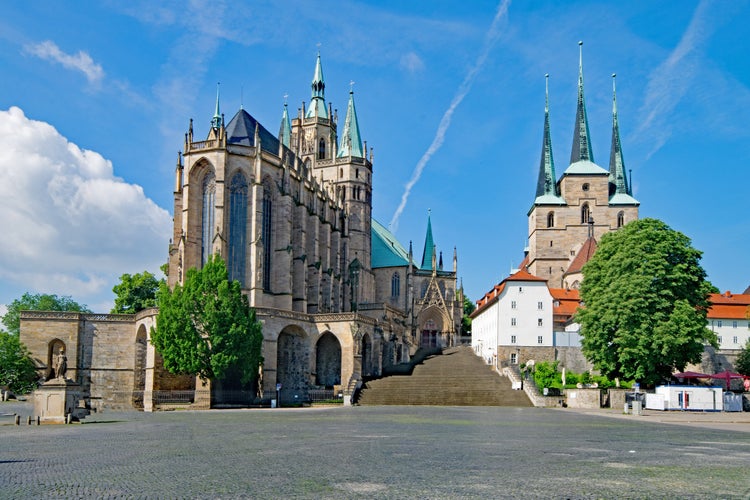 Erfurt, Germany. Cityscape image of downtown Erfurt, Germany with Erfurt Cathedral 