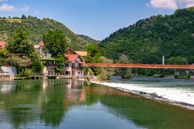 Photo of beautiful aerial view from uphill towards the town of Visoko in Bosnia and Herzegovina.