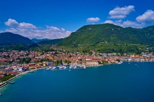 photo of an aerial panoramic view of the center of Salo on Lake Garda, Italy.