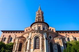 Photo of Toulouse and Garonne river aerial panoramic view, France.