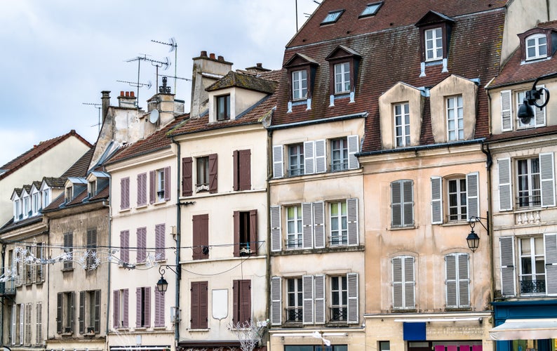 photo of view  of Typical french buildings in Meaux, Paris region of France.