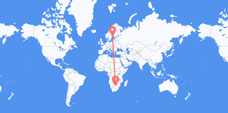 Flyrejser fra Botswana til Åland