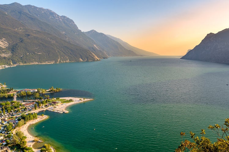 Alps Lake Garda and the city of Riva del Garda, Italy.