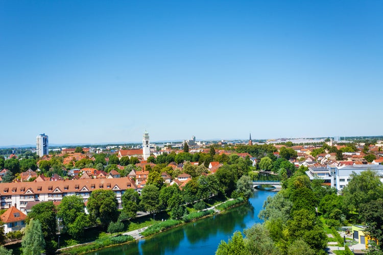 Panarama of Kehl village with river in Germany.