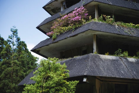 Photo of Fragment of abandoned hotel in the Sete Cidades on Sao Miguel Island, Azores, Portugal.