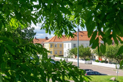 Charming residential area in Karljohansvern in Horten, Norway.