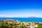 Photo of aerial view of seaside village of Archangelos in Laconia, Greece.