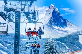 photo of an aerial view of Zermatt & Matterhorn Mountain in Switzerland.