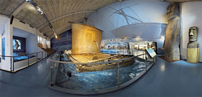 Kon-Tiki, on display inside the Kon-Tiki Museum, Oslo,Norway.