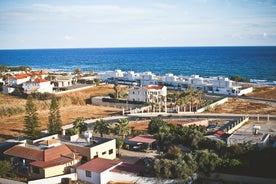 Photo of panoramic aerial view of Kalamis beach and bay in the city of Protaras, Cyprus.