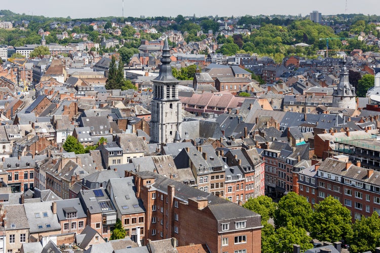 Namur, Belgium: View of the historic center of Namur from citadelle.