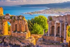 Photo of Isola Bella rocky island in Taormina, Italy.