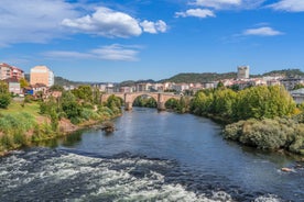 Photo of Ourense city with bridge and river Minho in Spain.