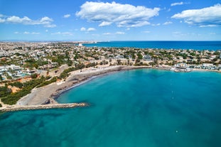 photo of aerial panoramic drone point of view Cabo Roig coastline with blue Mediterranean Seascape view, residential buildings near sandy beach at sunny summer day. Province of Alicante, Costa Blanca. Spain.