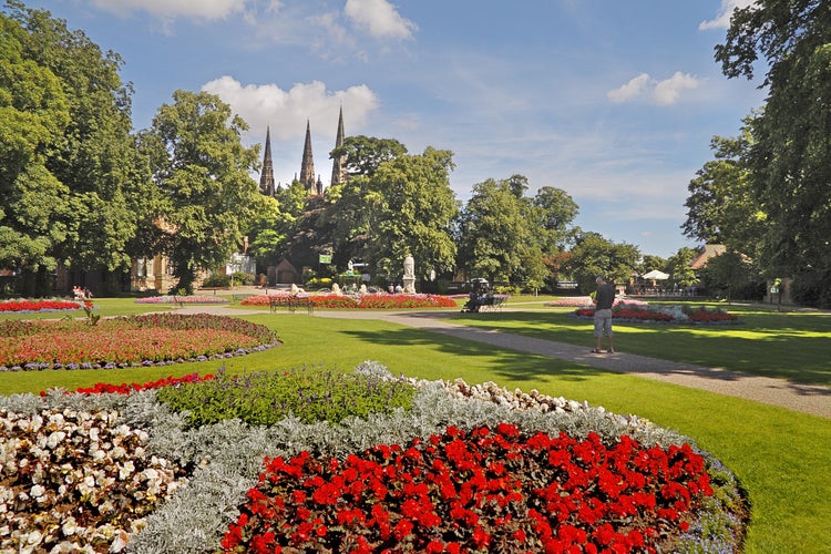 Photo of Beacon Park in Lichfield, Staffordshire is an attractive area near the cathedral, England.